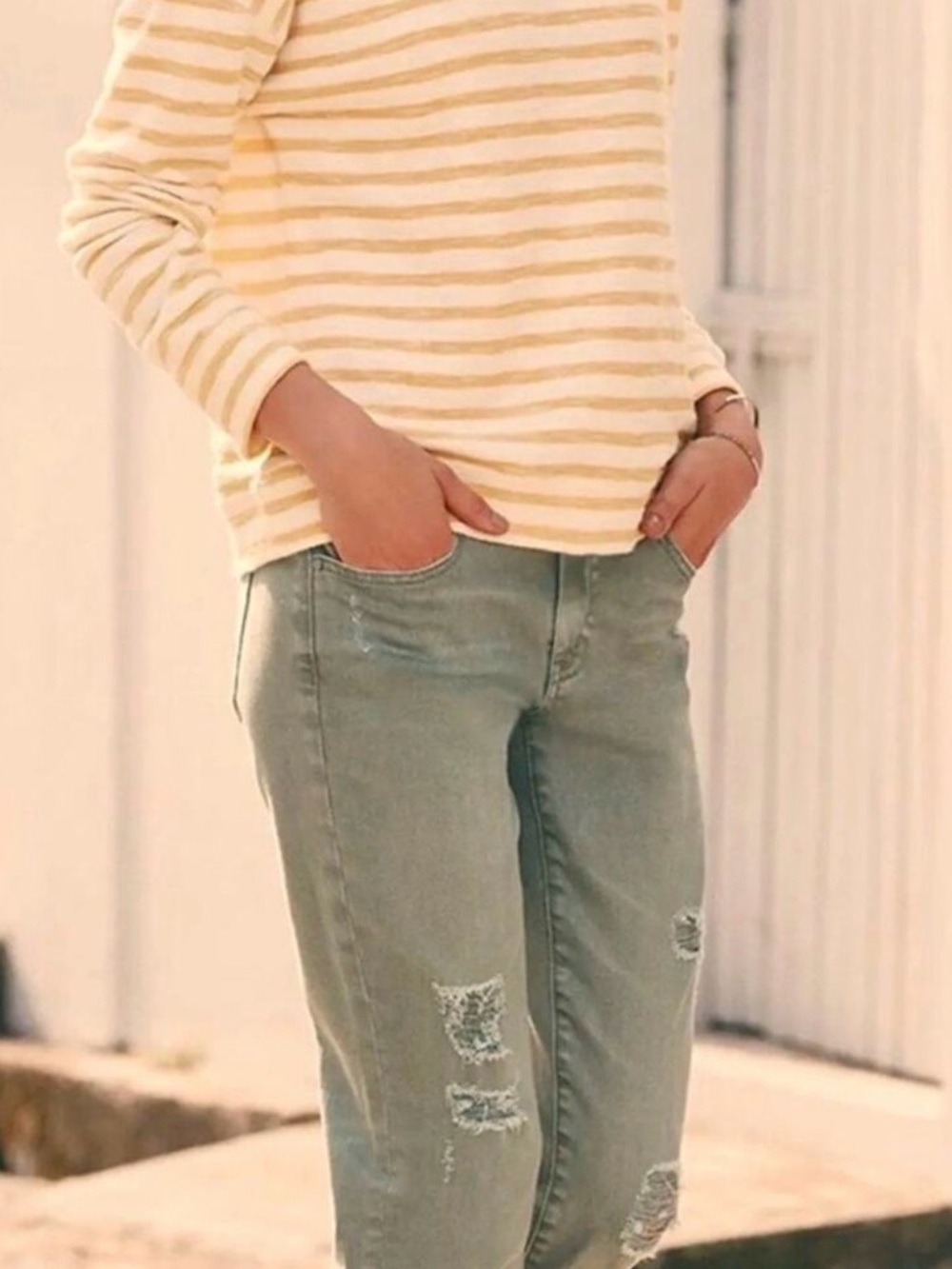 Caslon Boyfriend Jeans in Khaki Green